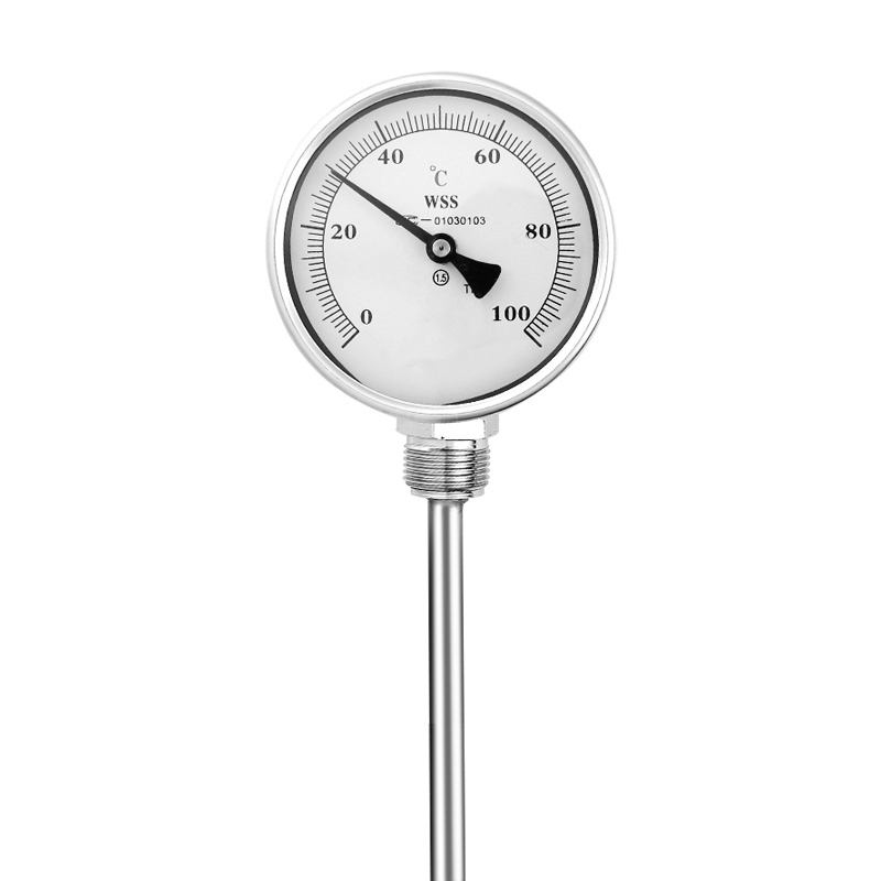 Industrielles Axial-Radial-Typ-Präzisions-Bimetall-Thermometer mit 1/2-Gewinde, Edelstahl 304 1,6, Sonderlänge