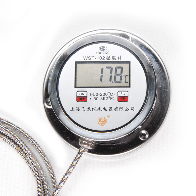 Hochpräzises Digitalanzeige-Thermometer, radiales K-Typ-Pt100-Thermometer, Edelstahl-Flexschlauch-Digitalthermometer